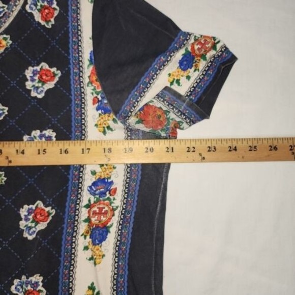 Tory Burch Medium Floral Print T-shirt Dress Navy Flower & Logo Print - Picture 9 of 16